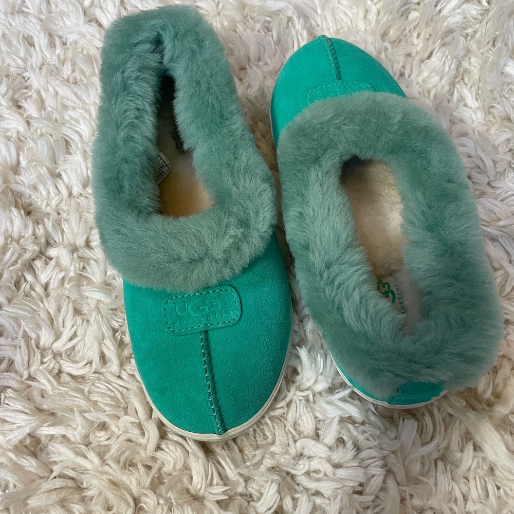 UGG Green Fuzzy Slippers